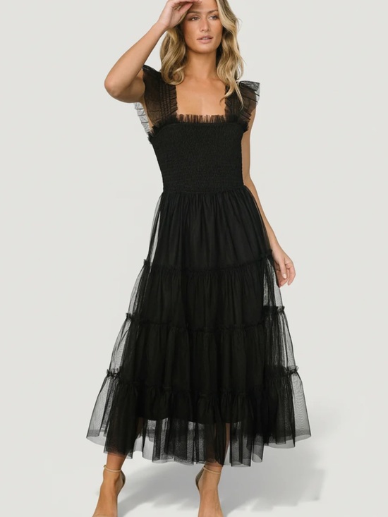 Baltic Born Dresses & Skirts - Baltic Born Black Tiered Tulle Midi Dress
